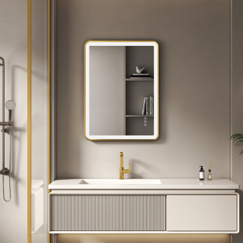 Elston 24"x 32" Rectangular Front Lit LED Mirror with Matte Black frame
