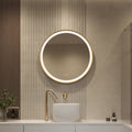 Elston 28" round front lit LED mirror with Brushed Silver frame