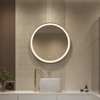 Elston 28" round front lit LED mirror with Brushed Silver frame