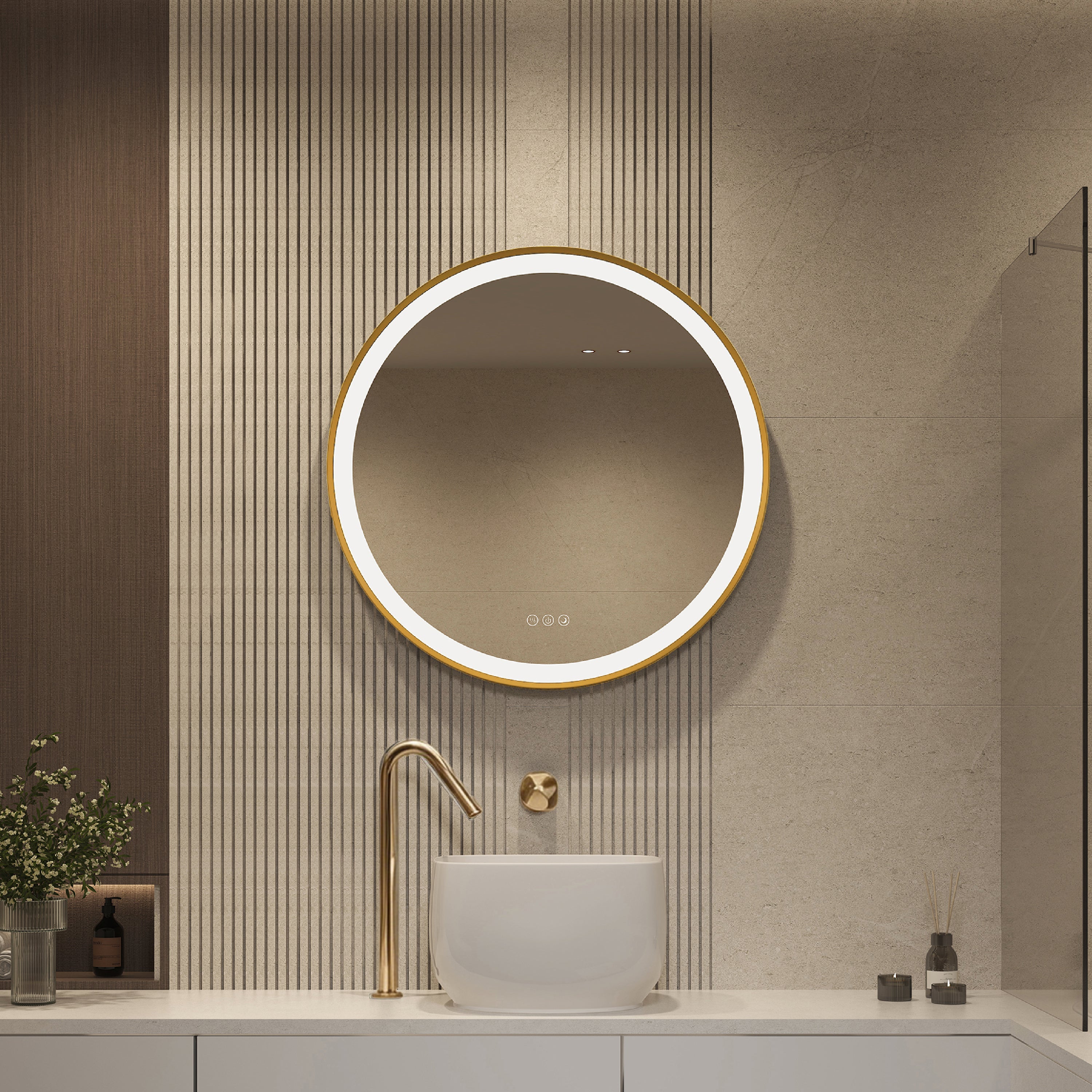 Elston 28" round front  lit LED mirror with Matte Black frame