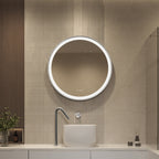 Elston 28" round front lit LED mirror with Brushed Silver frame