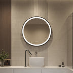 Elston 28" round front lit LED mirror with Brushed Silver frame
