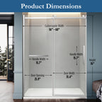 Ambrose 56" - 60" Soft Close sliding Glass shower door Chrome hardware (soft-close)