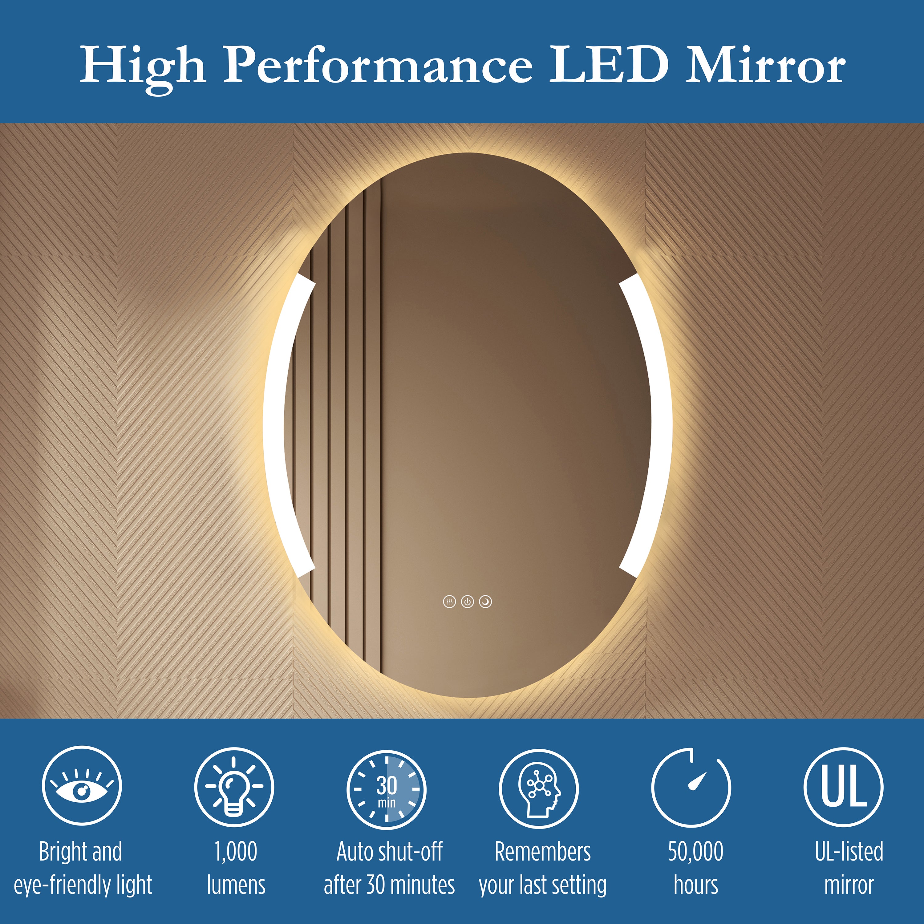 Astor 24" x 32" Oval front and back lit LED mirror with frosted glass