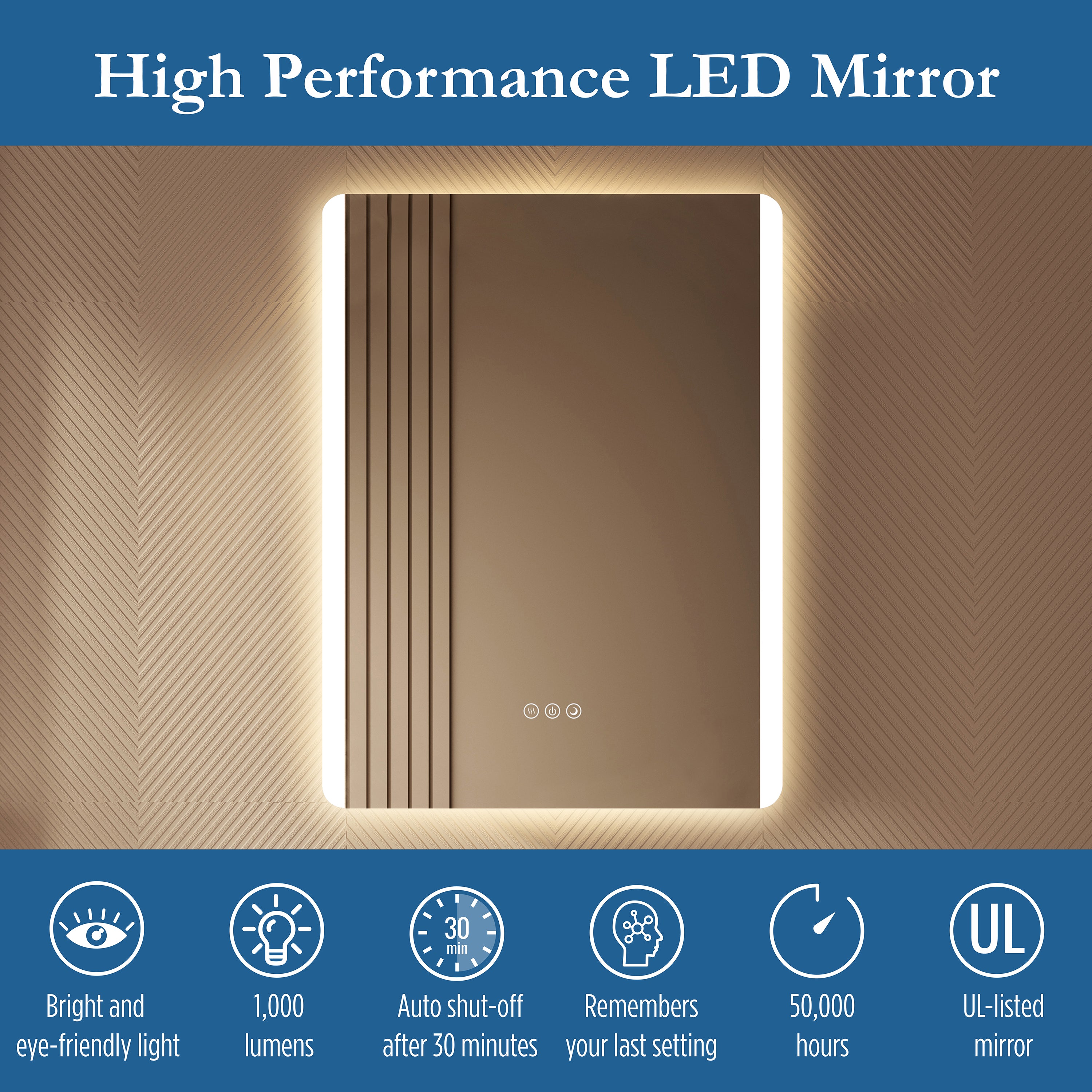 Astor 24" x 32" rectangular front and back lit LED mirror with frosted glass (battery)