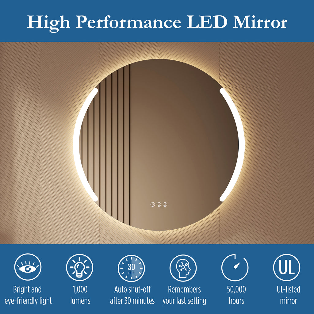 Astor 28" round front and back lit LED mirror with frosted glass