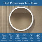 Elston 28" round front lit LED mirror with Brushed Silver frame