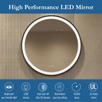 Elston 28" round front  lit LED mirror with Matte Black frame