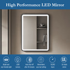 Elston 24"x 32" Rectangular Front Lit LED Mirror with Matte Black frame