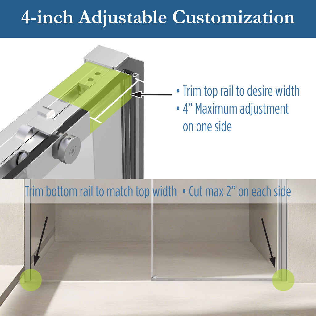 Edgemar 60" Soft Close sliding Glass shower door Brushed Nickel hardware (soft-close)