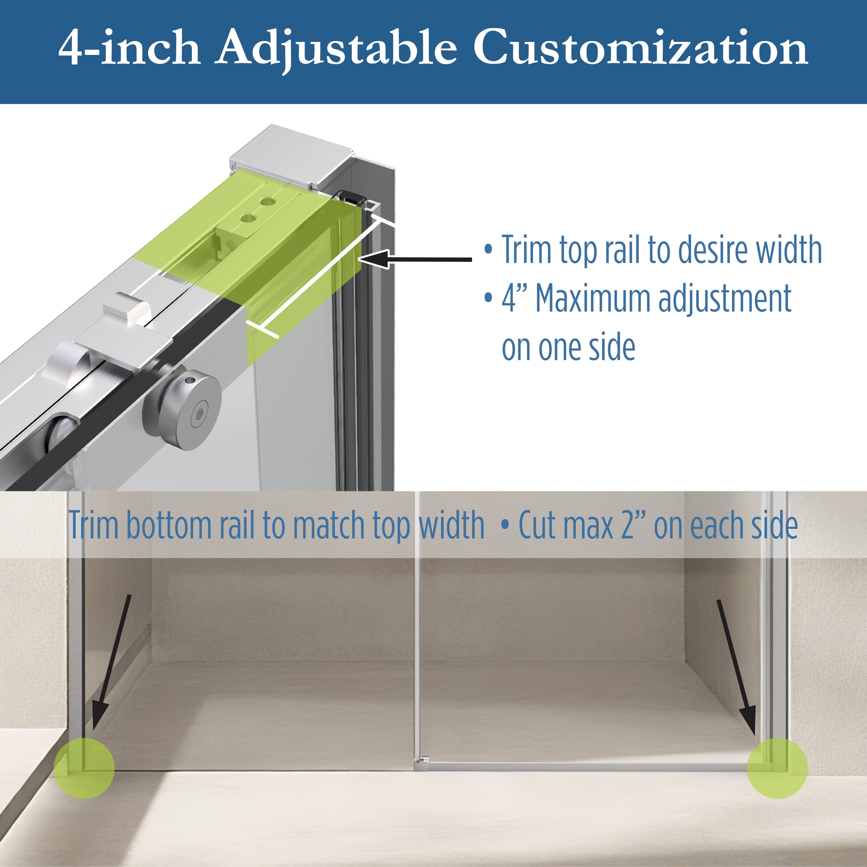 Edgemar 60" Soft Close sliding Glass shower door Brushed Nickel hardware (soft-close)