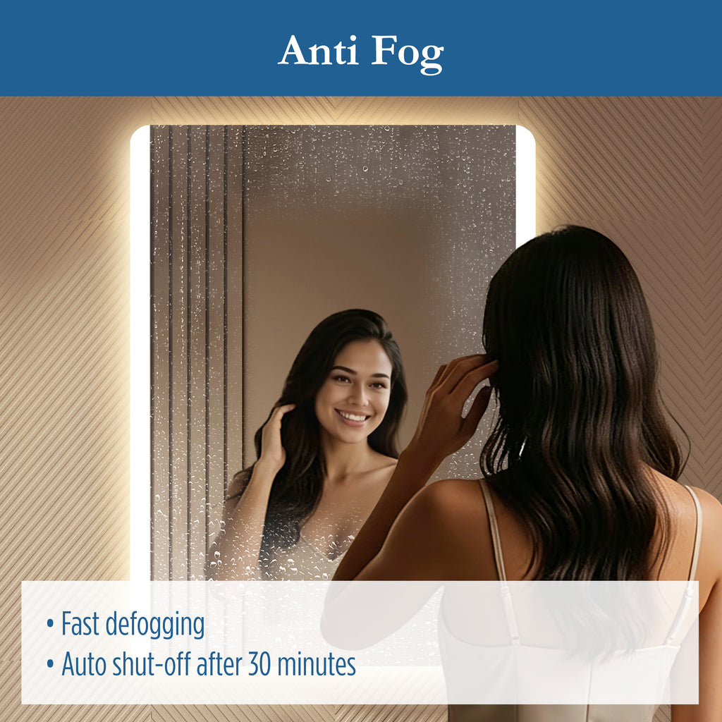 Astor 24" x 32" rectangular front and back lit LED mirror with frosted glass (battery)