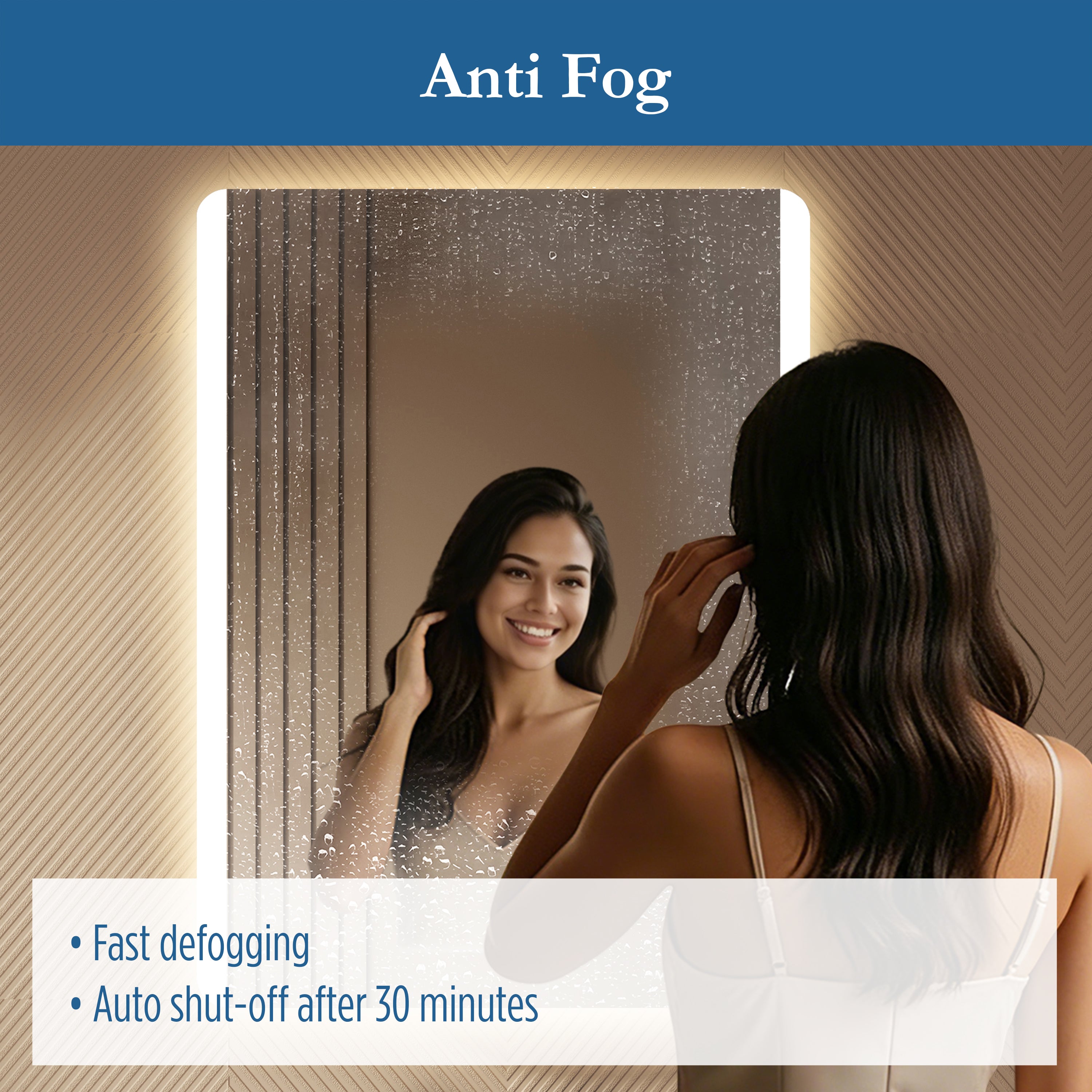 Astor 24" x 32" rectangular front and back lit LED mirror with frosted glass (battery)