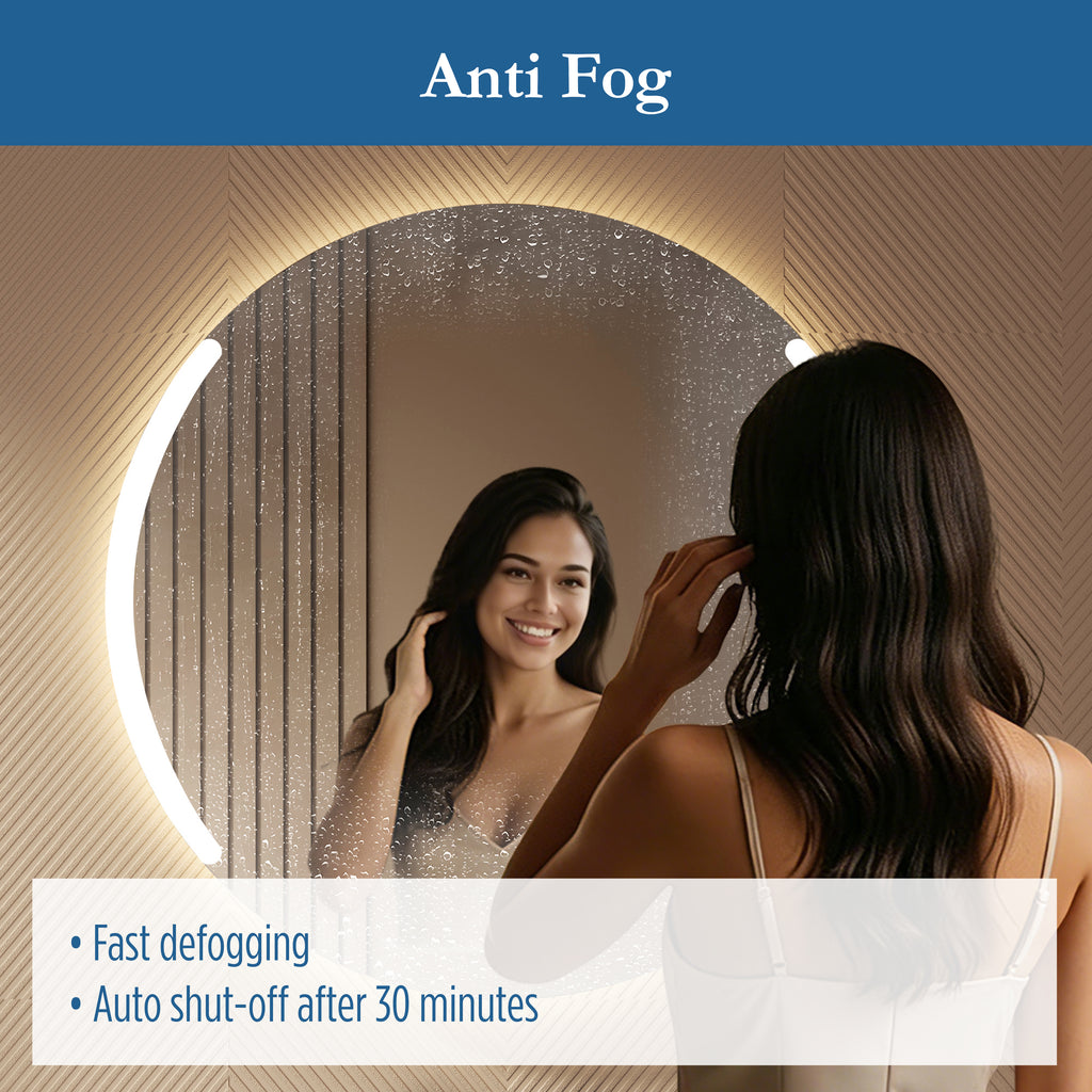 Astor 28" round front and back lit LED mirror with frosted glass