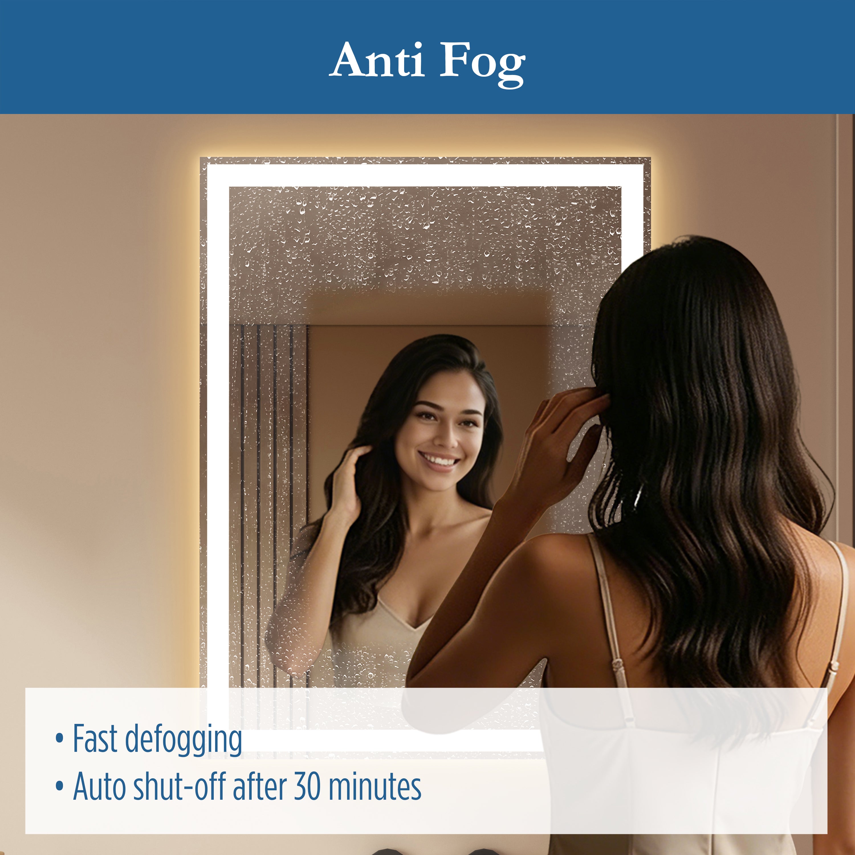 Lancer 24" x 32" rectangular front and back lit LED mirror with acrylic boarder