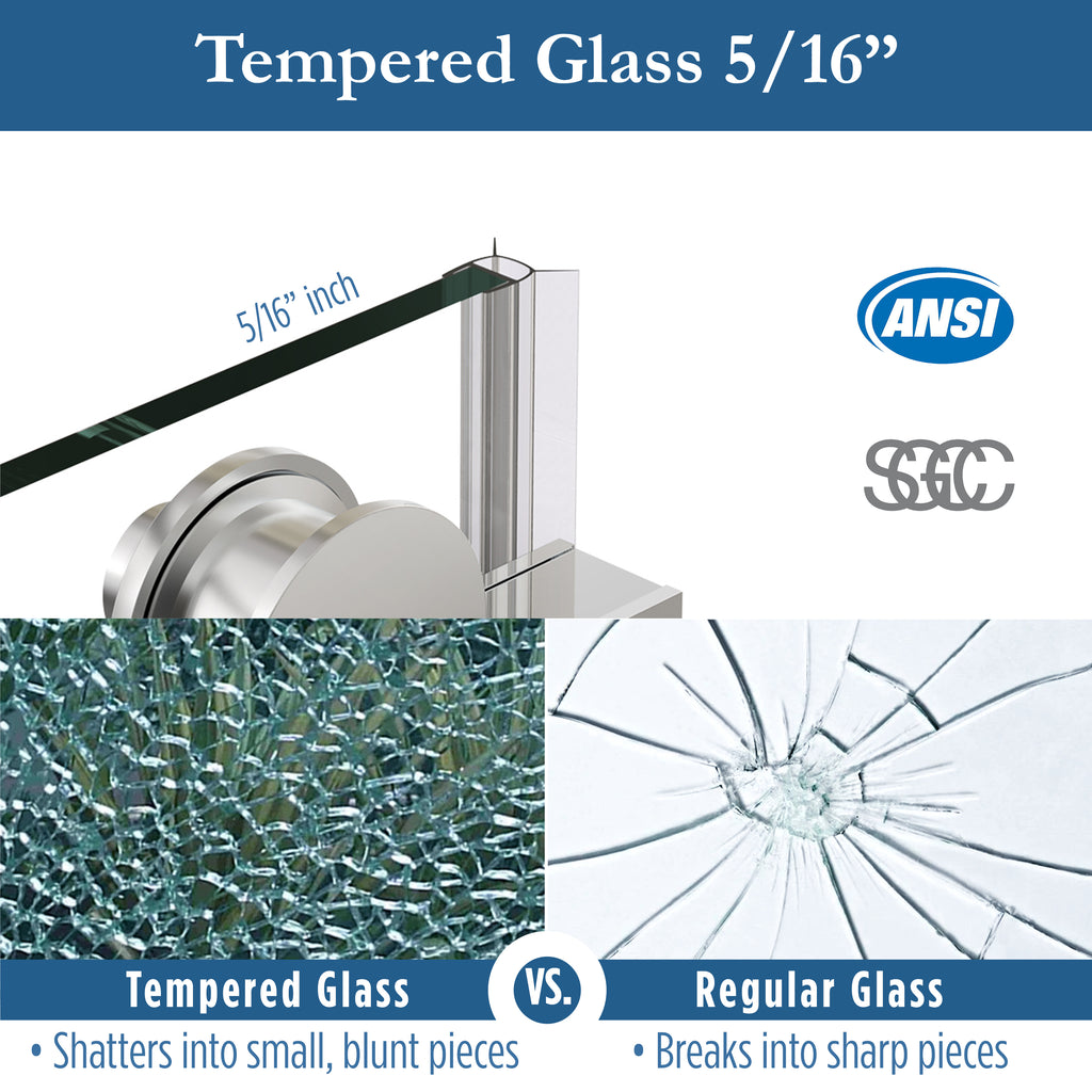 Ambrose 56" - 60" Soft Close sliding Glass shower door Chrome hardware (soft-close)