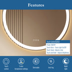 Lancer 28" round front and back lit LED mirror with acrylic boarder