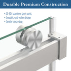 Cayton 56" - 60" Soft Close sliding Glass shower door Brushed Nickel hardware (soft-close)