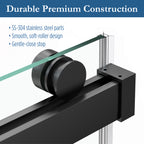 Cayton 56" - 60" Soft Close sliding Glass shower door Matte Black hardware (soft-close)