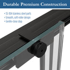 Edgemar 60" Soft Close sliding Glass shower door Matte Black hardware (soft-close)