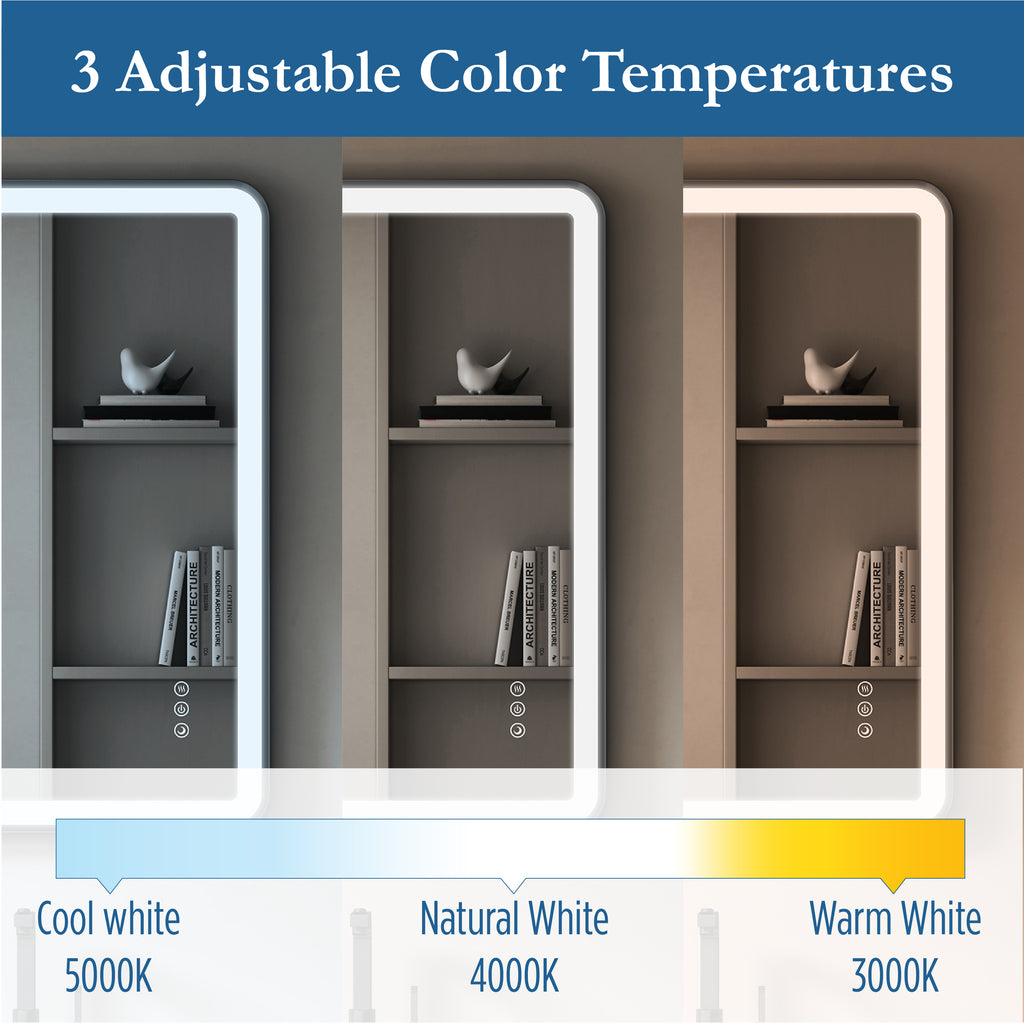 Elston 24"x 32" Rectangular Front Lit LED Mirror with Matte Black frame