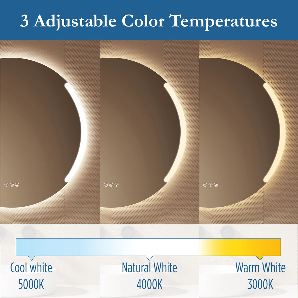 Astor 28" round front and back lit LED mirror with frosted glass