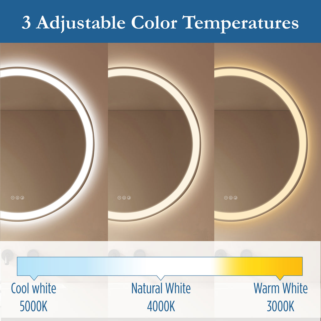 Lancer 28" round front and back lit LED mirror with acrylic boarder