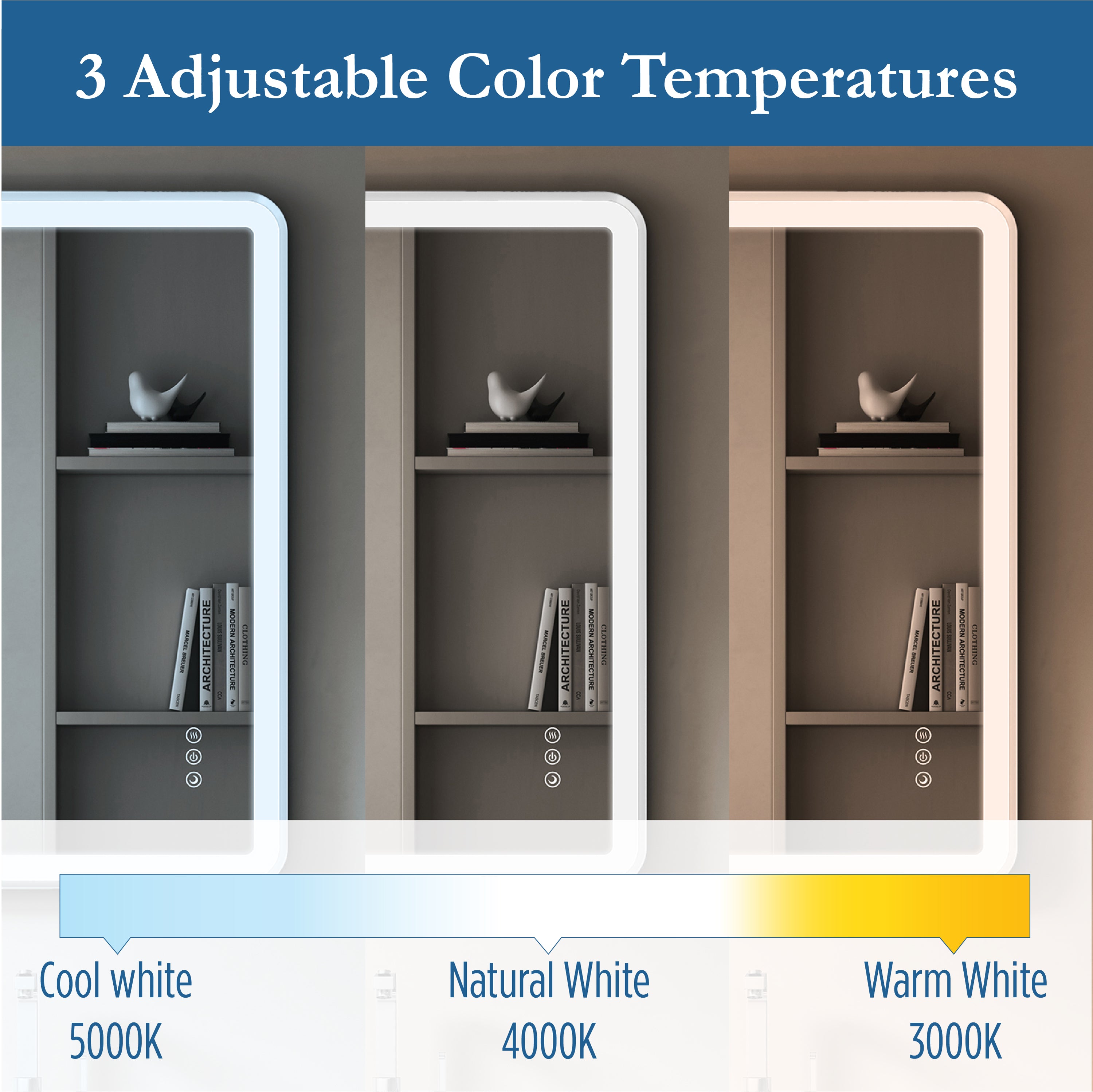 Elston 24"x 32" Rectangular Front Lit LED Mirror with Brushed Silver frame