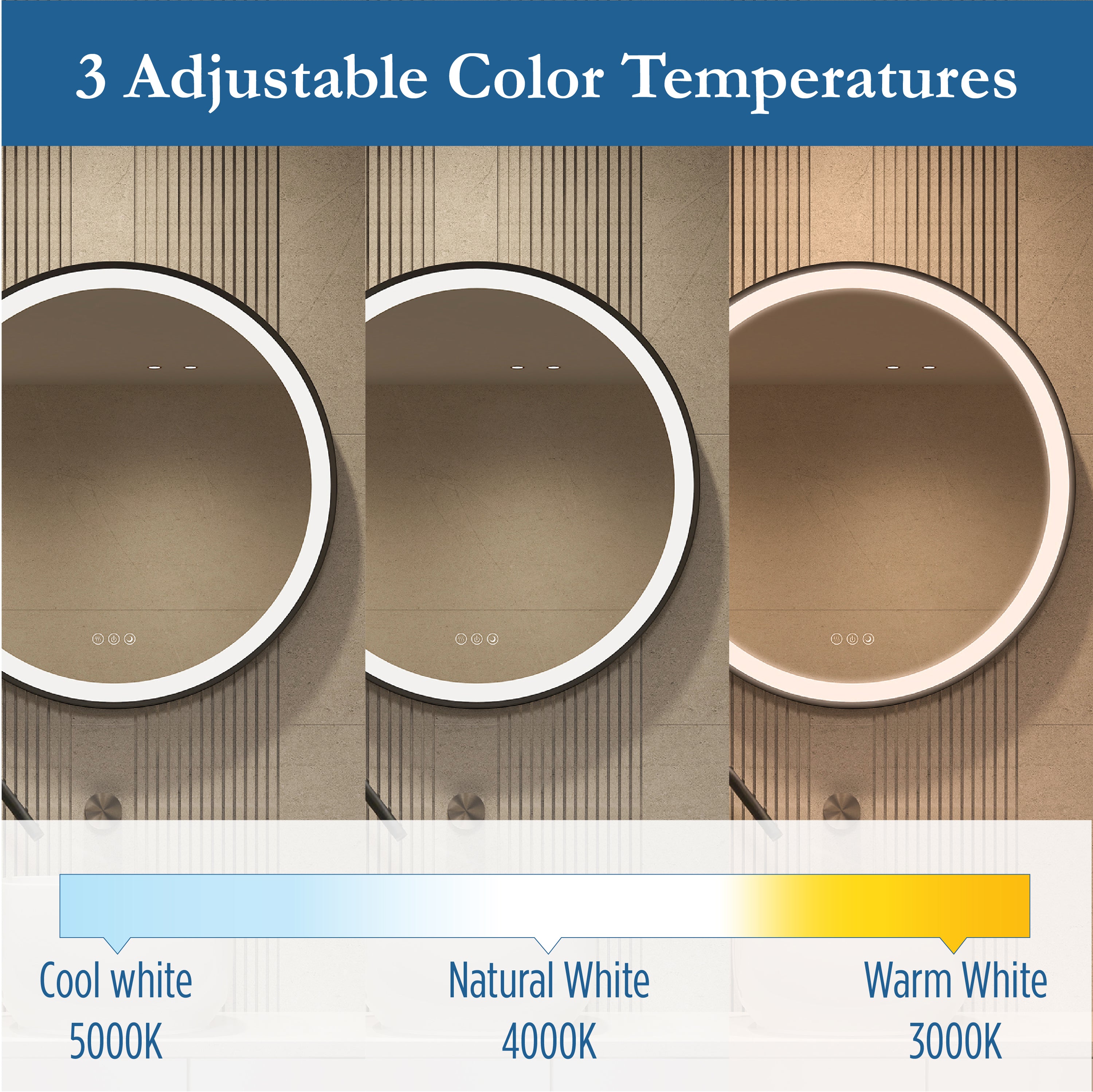 Elston 28" round front  lit LED mirror with Matte Black frame