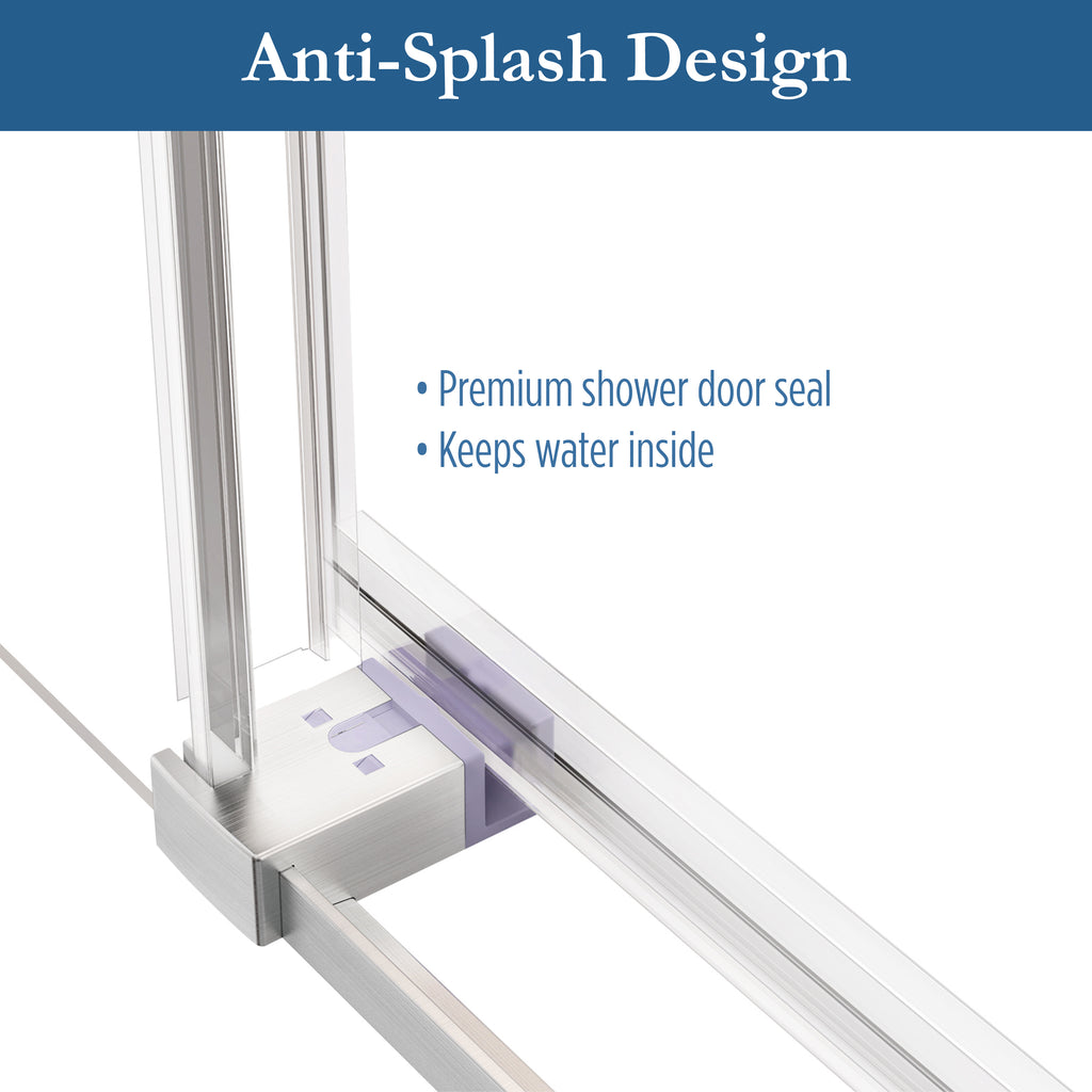 Ambrose 56" - 60" Soft Close sliding Glass shower door with Brushed Nickel hardware (soft-close)
