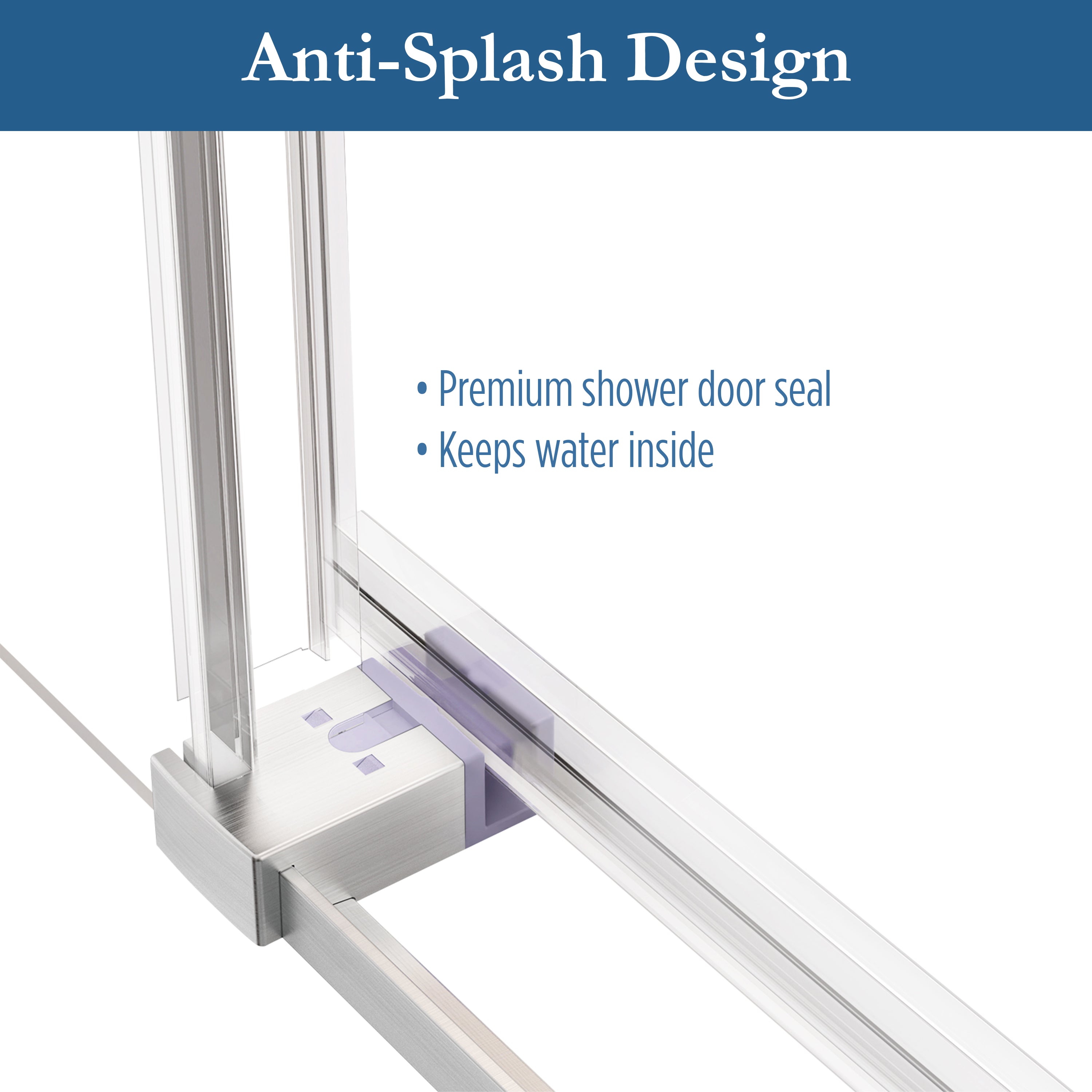 Ambrose 56" - 60" Soft Close sliding Glass shower door with Brushed Nickel hardware (soft-close)