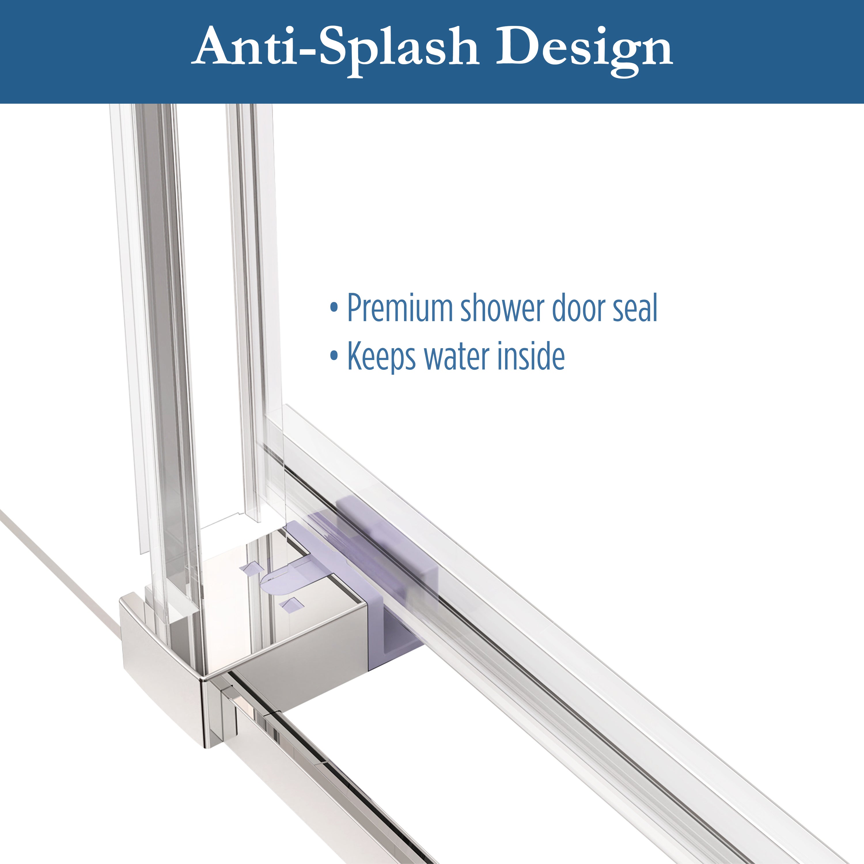 Ambrose 56" - 60" Soft Close sliding Glass shower door Chrome hardware (soft-close)