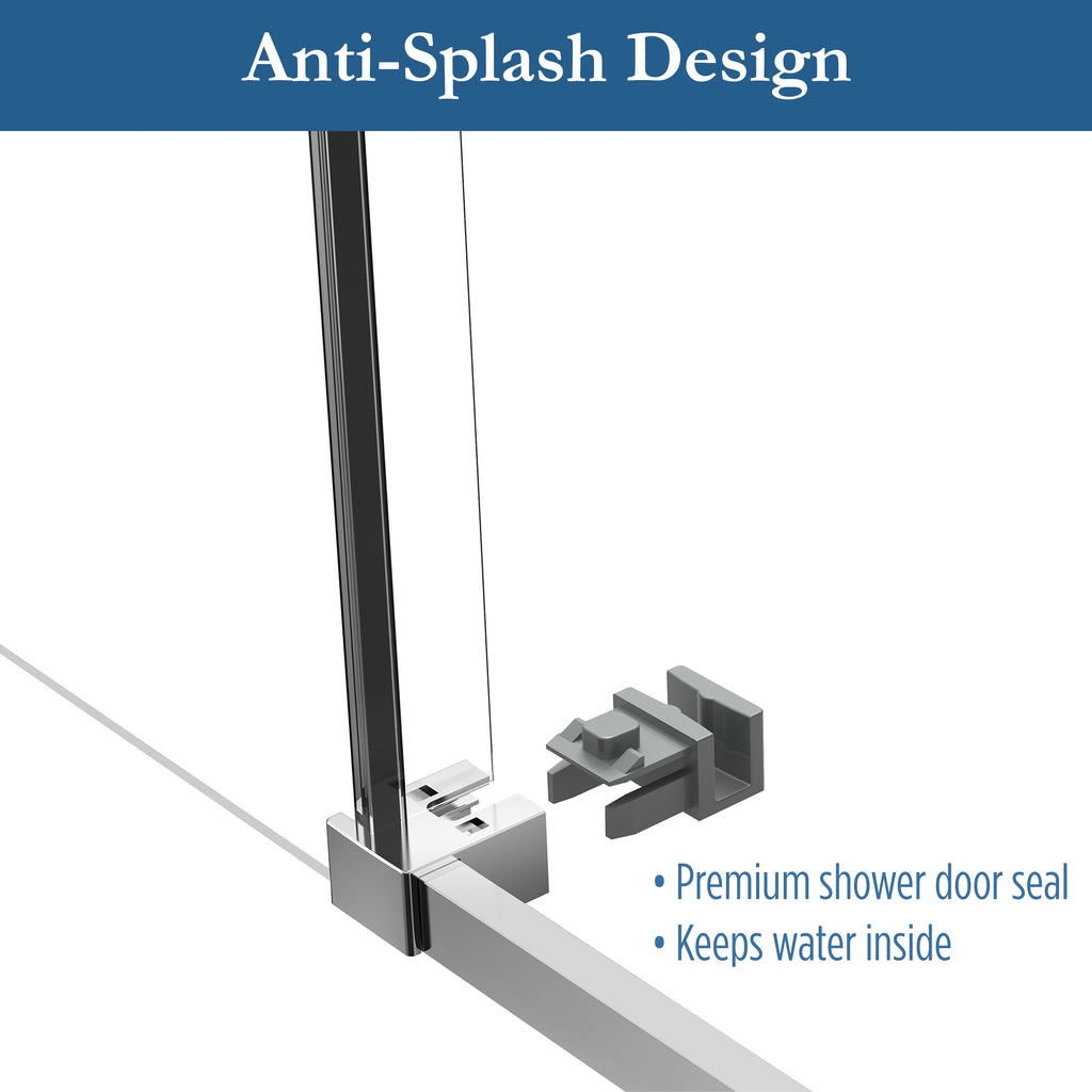 Edgemar 60" Soft Close sliding Glass shower door Chrome hardware (soft-close)