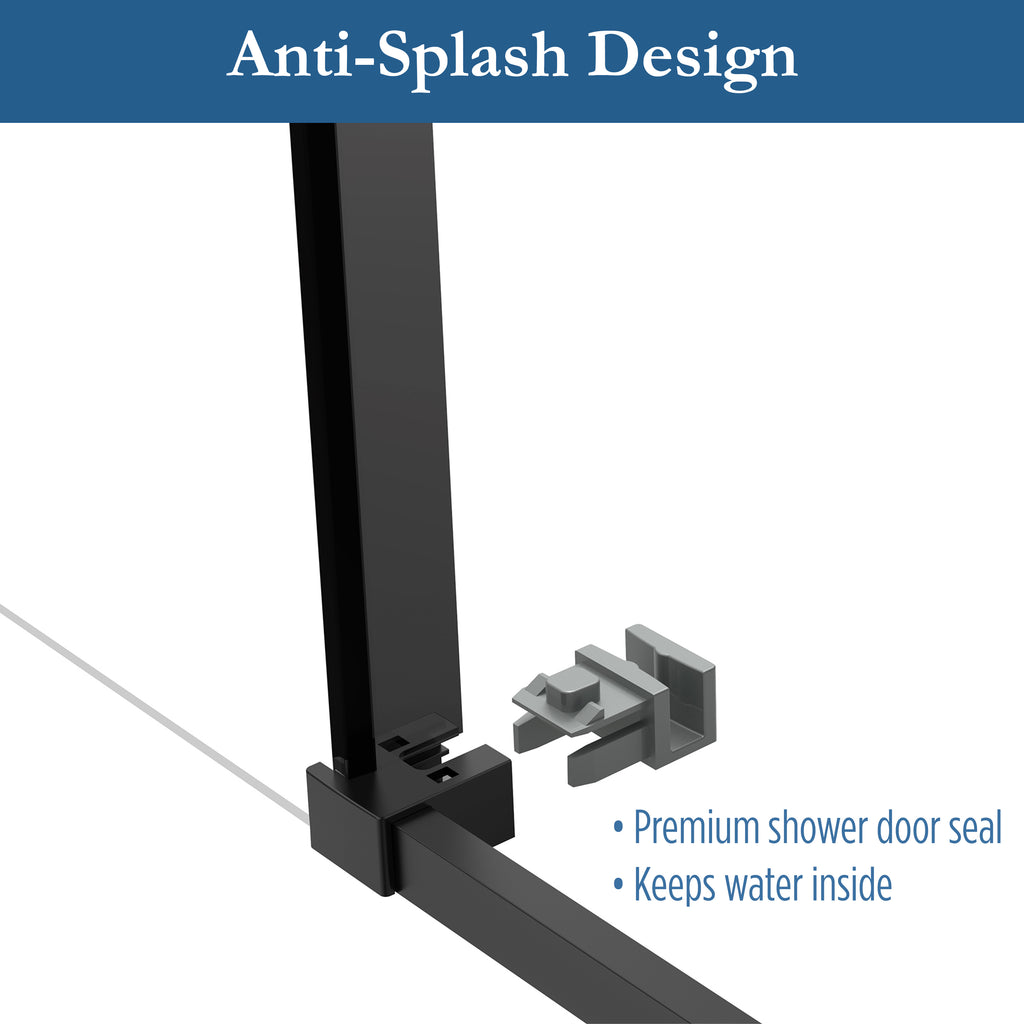 Edgemar 60" Soft Close sliding Glass shower door Matte Black hardware (soft-close)