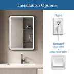 Elston 24"x 32" Rectangular Front Lit LED Mirror with Matte Black frame
