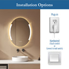 Astor 24" x 32" Oval front and back lit LED mirror with frosted glass