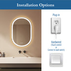 Lancer 22" x 32" pill front and back lit LED mirror with acrylic boarder