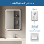 Elston 24"x 32" Rectangular Front Lit LED Mirror with Brushed Silver frame