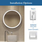 Elston 28" round front lit LED mirror with Brushed Silver frame