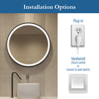 Elston 28" round front  lit LED mirror with Matte Black frame