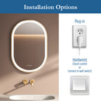 Elston 22" x 32" pill front lit LED mirror with Brushed Gold frame
