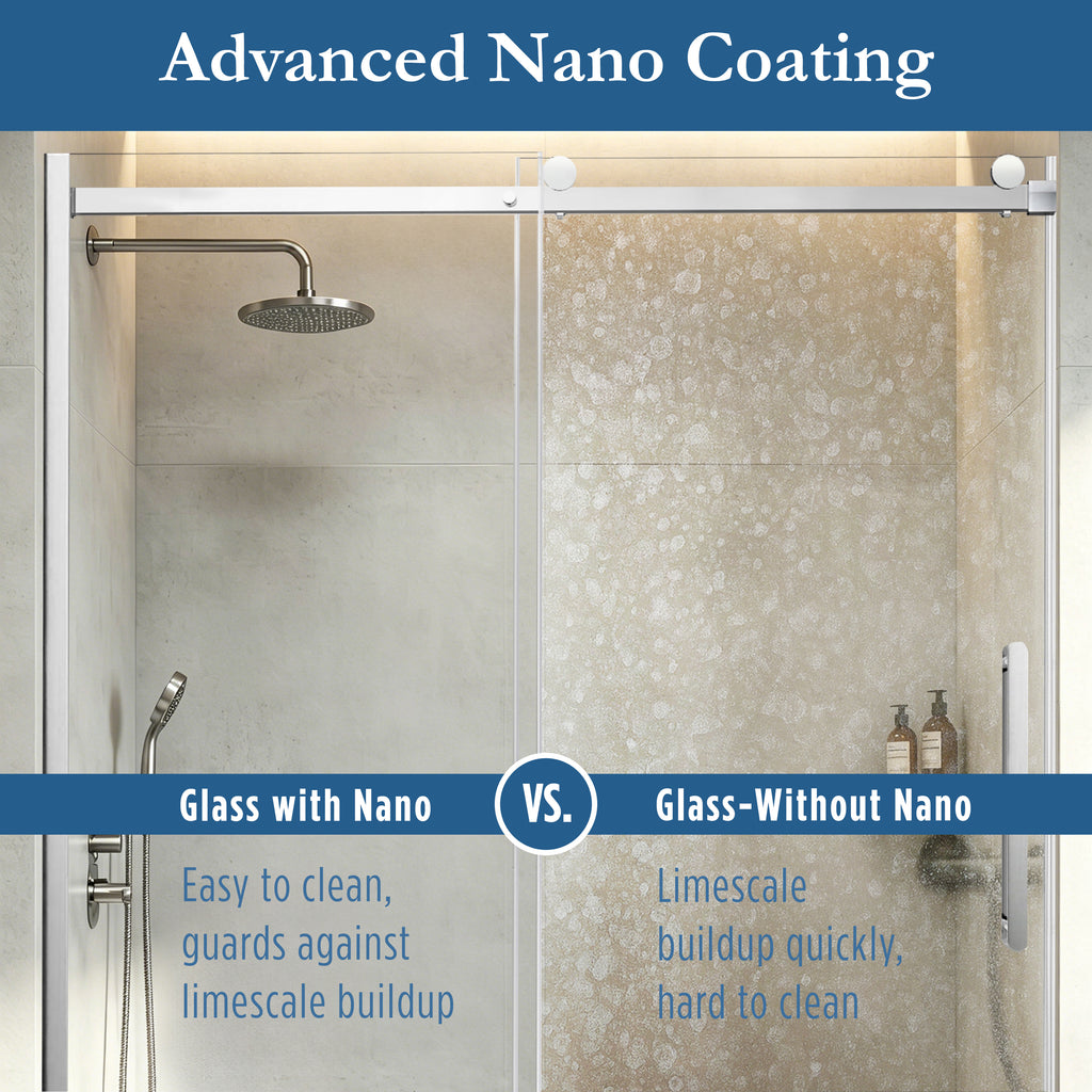 Ambrose 56" - 60" Soft Close sliding Glass shower door Chrome hardware (soft-close)