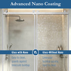 Cayton 56" - 60" Soft Close sliding Glass shower door Brushed Nickel hardware (soft-close)