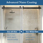 Cayton 56" - 60" Soft Close sliding Glass shower door Matte Black hardware (soft-close)