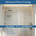Edgemar 60" Soft Close sliding Glass shower door Brushed Nickel hardware (soft-close)