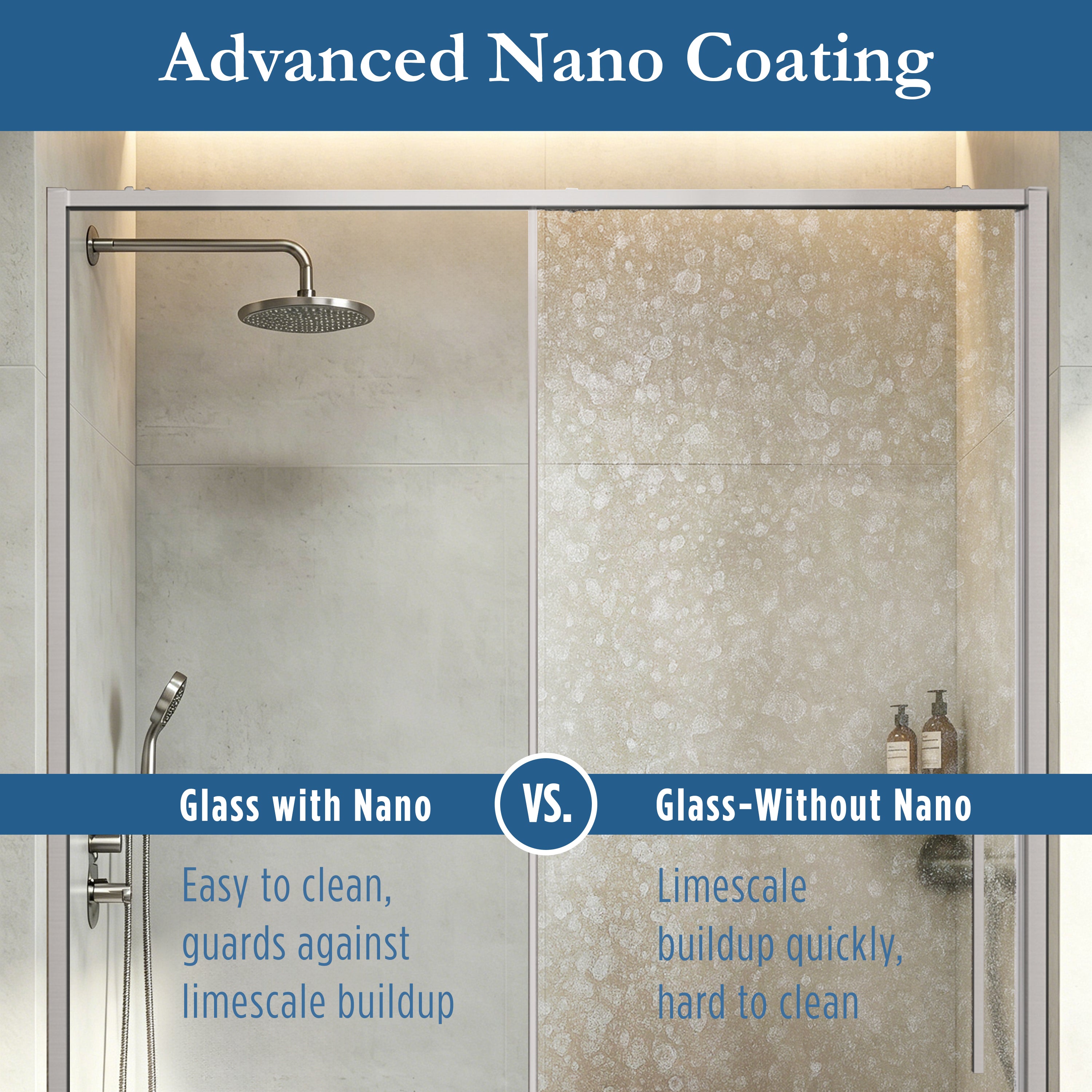 Edgemar 60" Soft Close sliding Glass shower door Brushed Nickel hardware (soft-close)