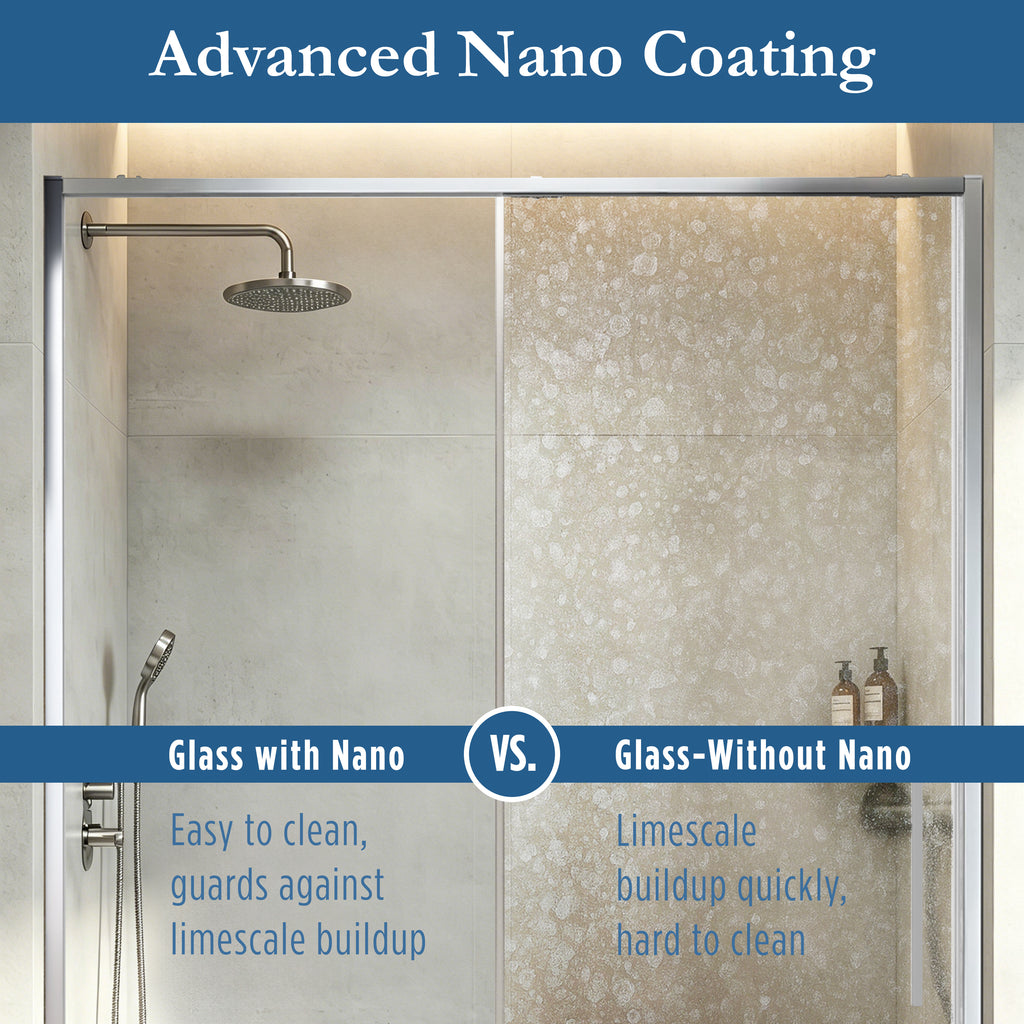 Edgemar 60" Soft Close sliding Glass shower door Chrome hardware (soft-close)