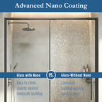 Edgemar 60" Soft Close sliding Glass shower door Matte Black hardware (soft-close)