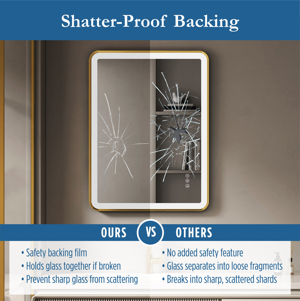 Elston 24"x 32" Rectangular Front Lit LED Mirror with Brushed Gold frame