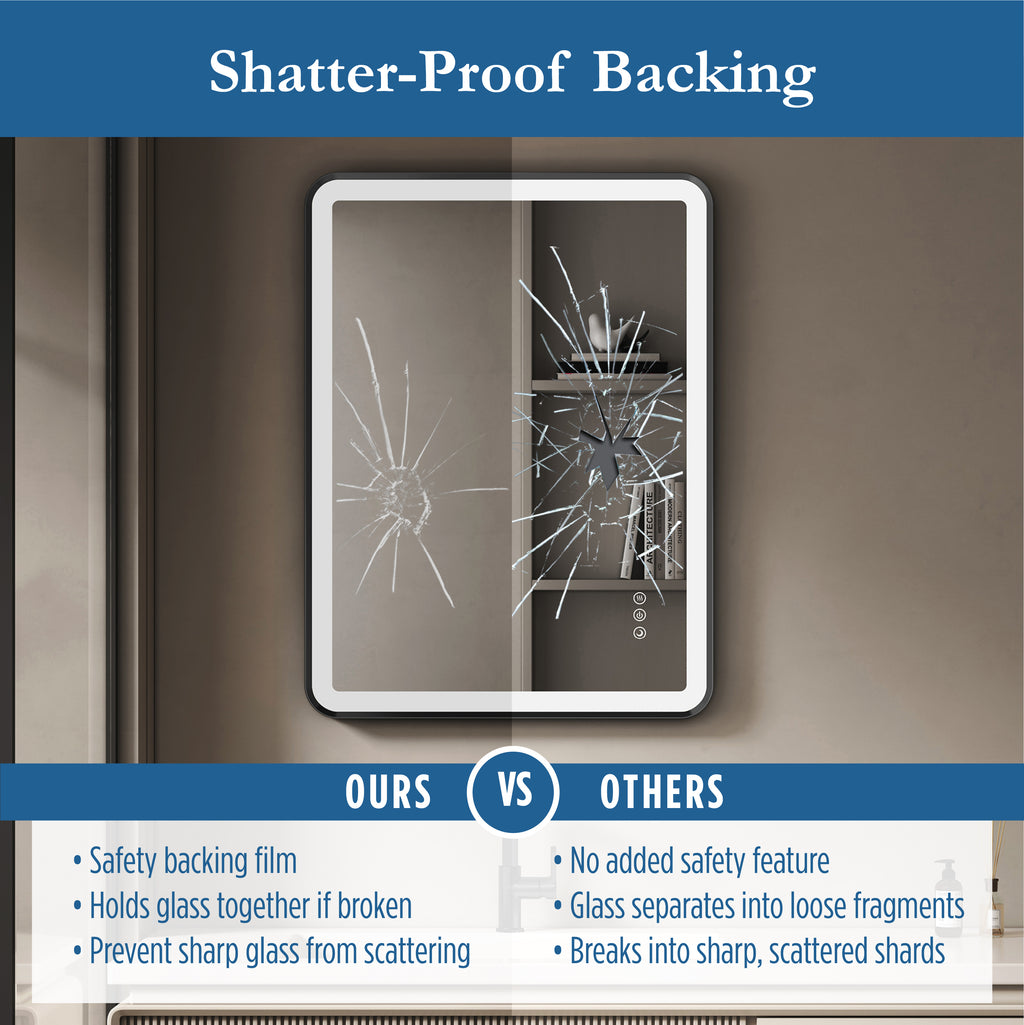 Elston 24"x 32" Rectangular Front Lit LED Mirror with Matte Black frame